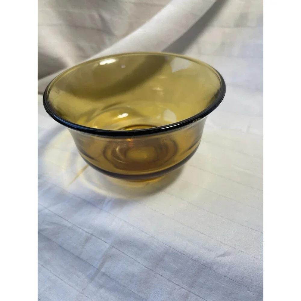 Vintage Amber Glass Bowl and Plate Set
